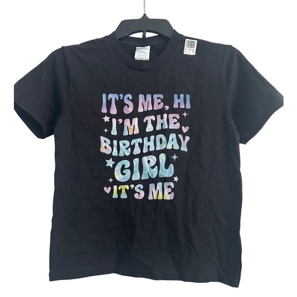 NWOT Port and Company Kid's Black Tee It's Me I'm The Birthday Girl Size Sm (8) - Picture 1 of 5